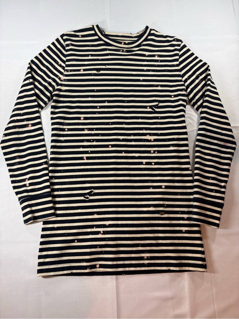 Off-White Distressed Striped Long Sleeve Tee XS